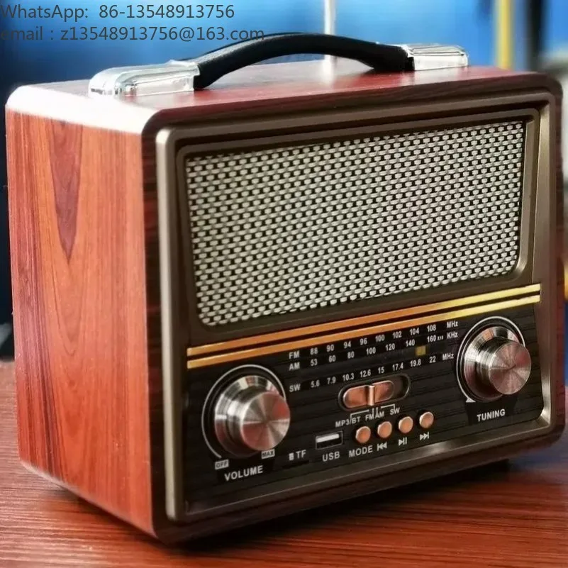 Retro Wooden Bluetooth Speaker German Style Desktop Radio Full Band AM FM Shortwave TF Card USB Charging Vintage Home Decor