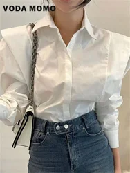 Design sense Top Ladies Korean Fashion Button Up Blouse Female Elegant Office Lady Solid Shirts Women Spring Vintage Long Sleeve