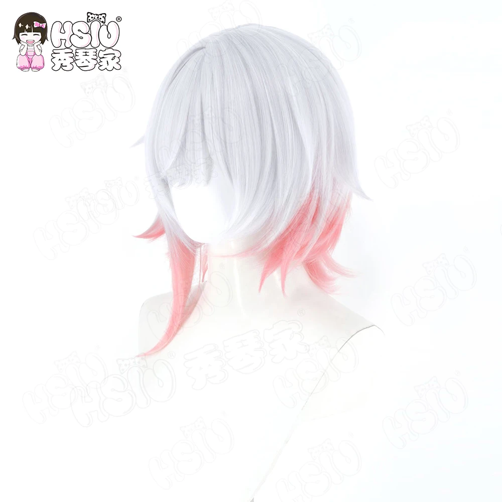 ساكورابا إيما شعر مستعار تأثيري HSIU الأزرق والفضي الشعر القصير مقاومة للحرارة شعر مستعار اصطناعي + غطاء شعر مستعار فتاة سحرية الساحرة محاكمة تأثيري #6