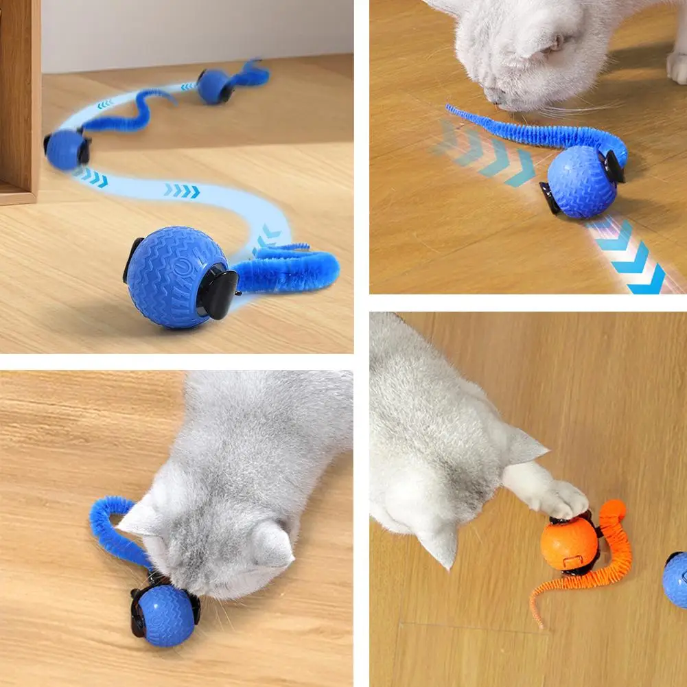 Automatic Cat Toy Ball Pet Self-Entertainment Artifact Automatic Toy Ball Cat Cat Super Game Rolling Drive Interactive Shut G0M9