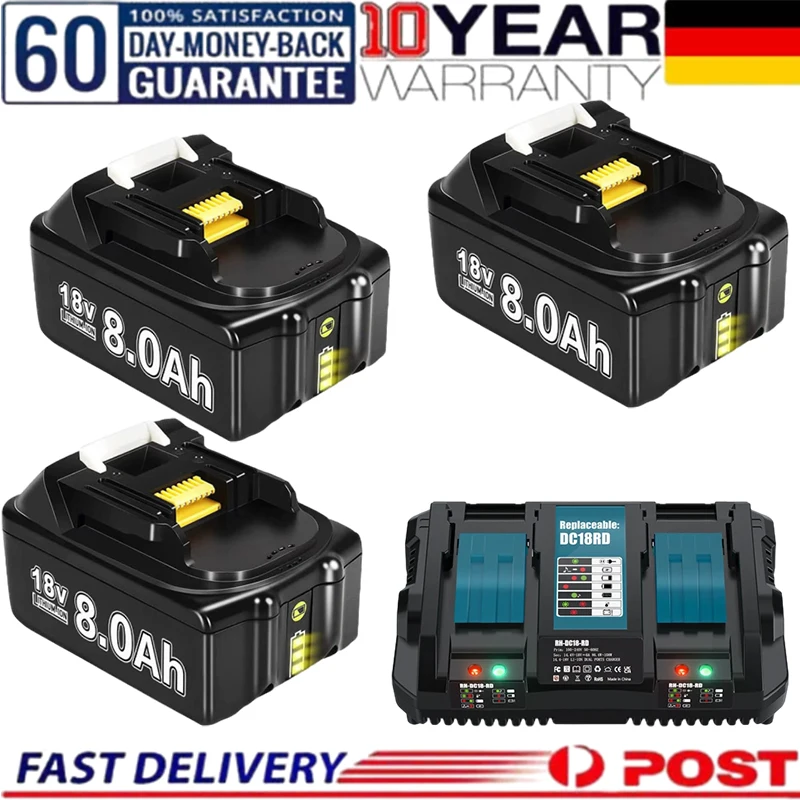 Für Makita 18V Batterie 8000mAh Ersatz Batterie Kompatibel Für Makita BL1830 BL1850 BL1840 BL1840B BL1850B BL1890 Power Tools