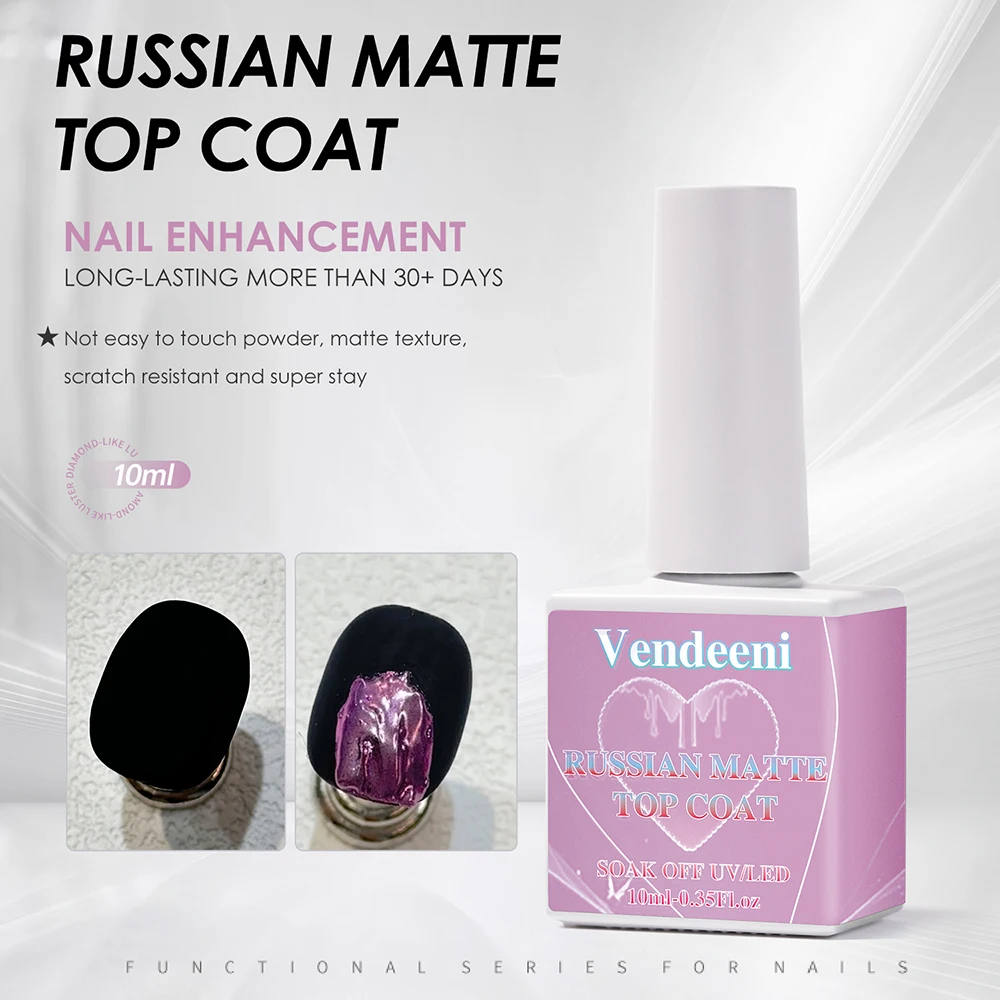 Vendeeni 6er-Set UV-Funktionsgel-Nagellack 8-in-1 Basislack Russisches Matt-Top-Coat Struktur-Gel Blüten-Gel Nagelspitzen-Gel – Detail 8