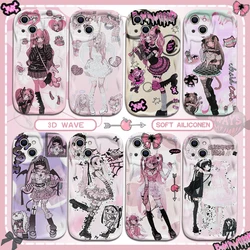 Yk2 Anime Star Girl Kawaii Angel 3D Wave Case For Xiaomi Mi 14 12 12T 11 Lite Poco M6 X6 X5 X4 F4 X3 M3 Pro 4G 5G Soft Cover