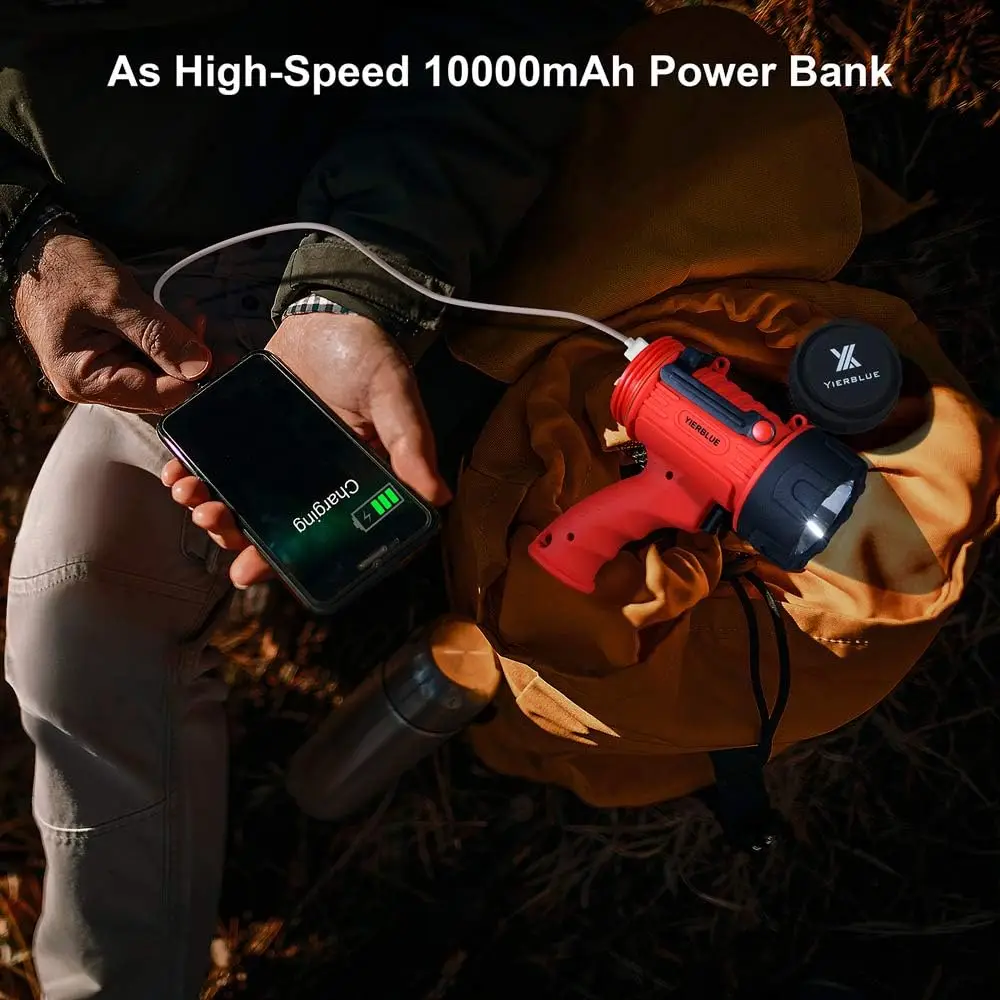 Rechargeable High Lumen LED Spotlight, IP67 Waterproof with Red Filter and Long Battery Life