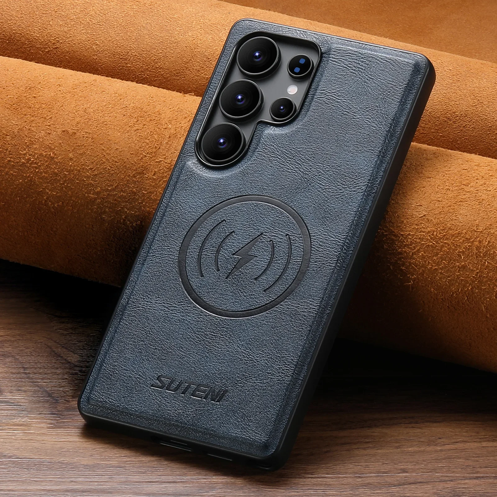 حافظة لهاتف سامسونج جالاكسي S25 الترا S23 S22 S24U شل الراقية المغناطيسي شحن لاسلكي جلد ريترو حفرة كبيرة غطاء ناعم #2