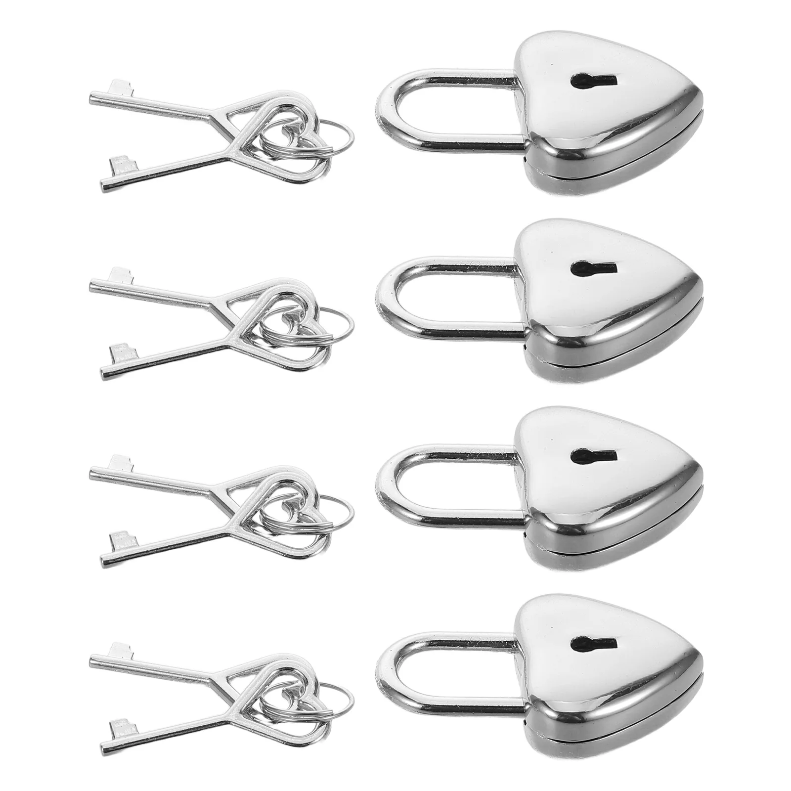 

4 Sets Couple Wish Lock Mini Jewelry Padlock Storage Metal Diary Handbag Heart Key