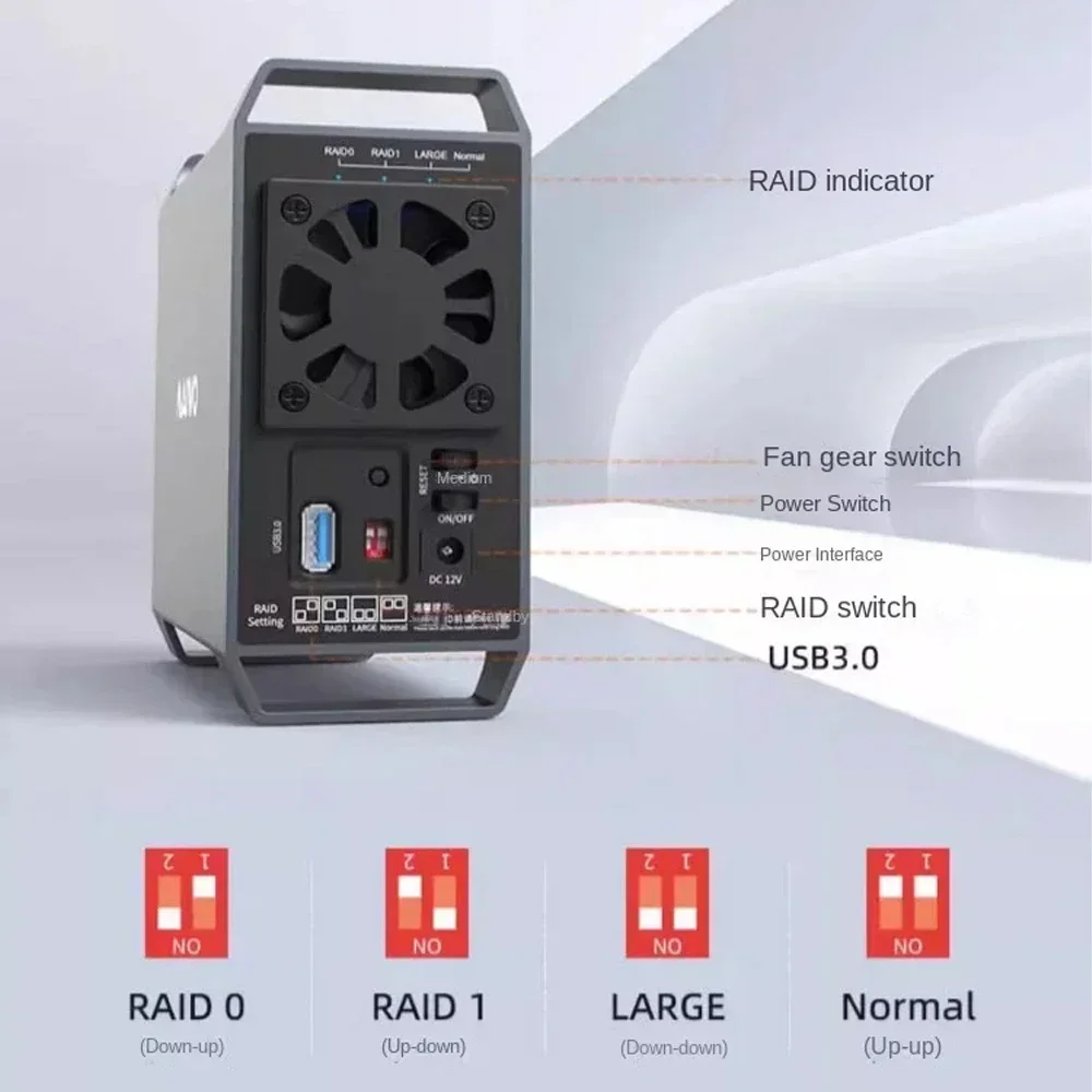MAIWO-funda HDD/SSD de doble bahía, carcasa de disco duro externo de 3,5 pulgadas, matriz HD SATA a USB, con función RAID