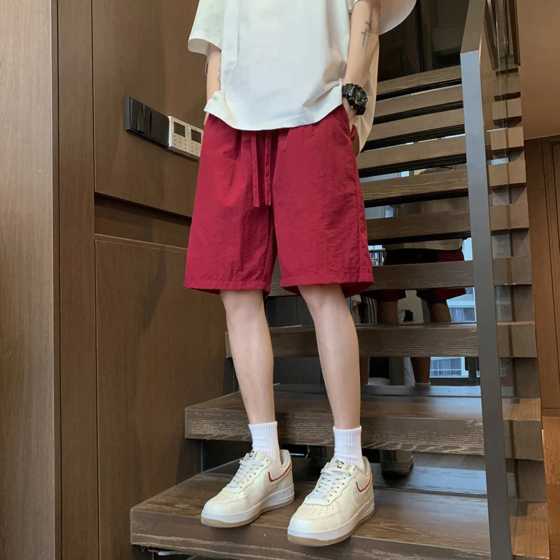 

American Sle Ice Silk Baskeall orts Men's Summer Thin Dopne Beachwear Couple's Qui Dry Straight Leg orts