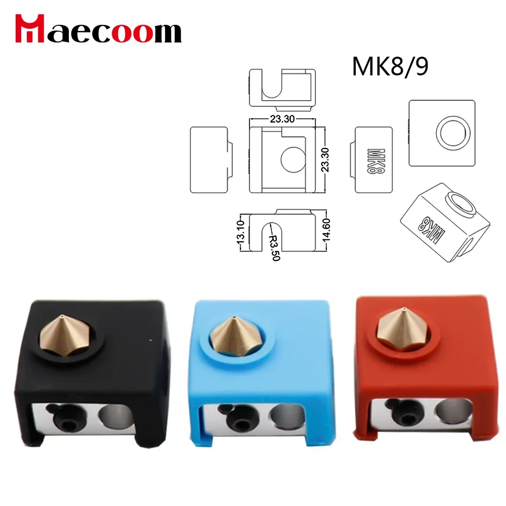 

10pcs MK8 Silicone Sock Protective Cover Case To Heated Block J-head Hotend MK8 Extruder Heater Block MK8/MK9 3D Printer Parts