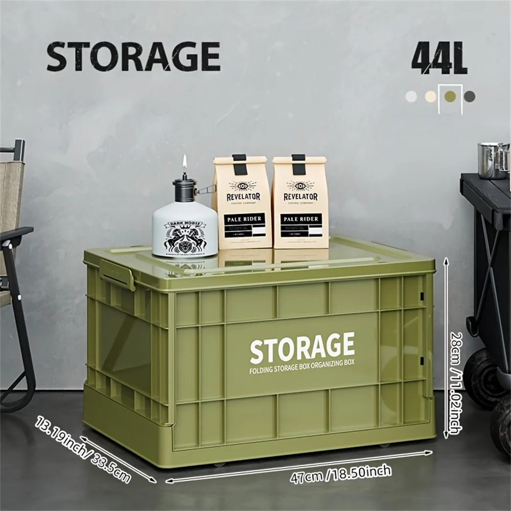 

44L Storage Bins with Lids, Totes for Storage Stackable Collapsible Storage Bins for Garage, Camping, and Organization