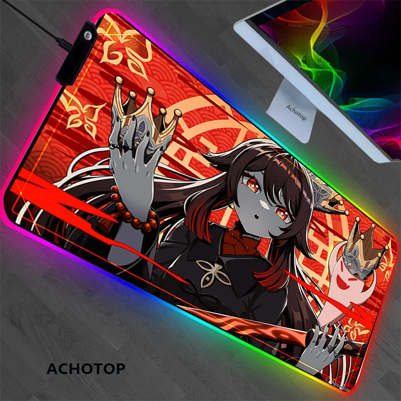 

Anime RGB Genshin impact Gaming Mats Mousepad Anime Cartoon Size Gamer Mouse Pad XXL Keyboard Desk Computer PC Mat Notbook Pad