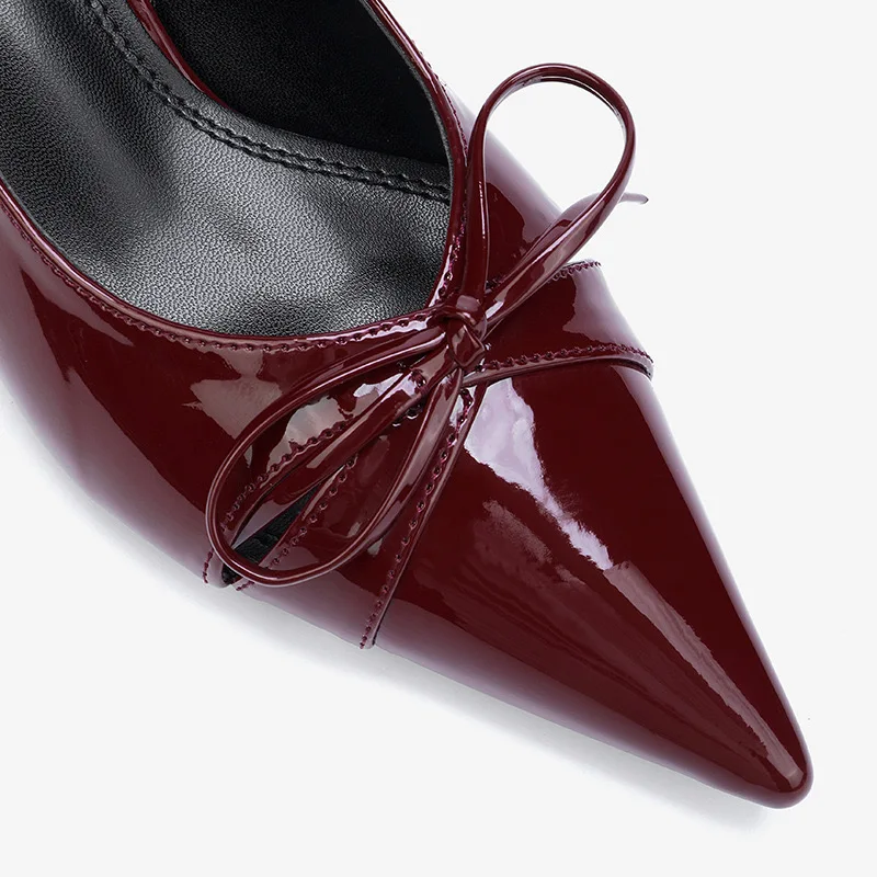 الصيف الأسود هريرة الكعوب النساء Slingback مضخات الكعوب امرأة مثير القوس خنجر حذاء أشار تو الصنادل مكتب سيدة مضخات 2025