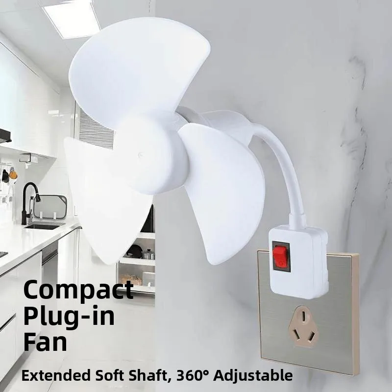 

Kitchen Universal Socket Fan Two-Plug Integrated Fan Wall-Mounted Small Cooling Fan for Office Use Non-Timer