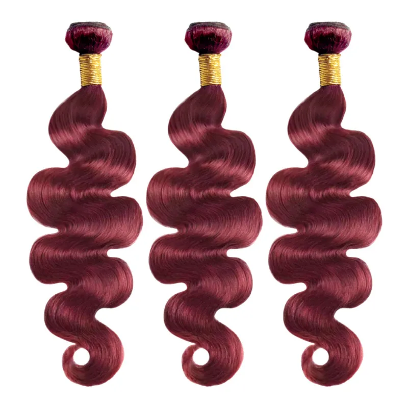 Burgundy Human Hair Bundles With 13×4 Lace Frontal Brazilian Body Wave #99J Bundles With Closure Pre Plucked Baby Hair For Women