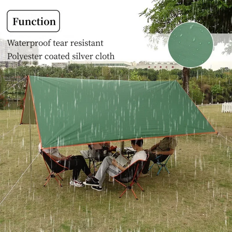 Silver Coating Camping Tarp Tent for Outdoor Waterproof Anti-UV Beach Awning Shade Portable Travel Sunshade Ultralight Canopy