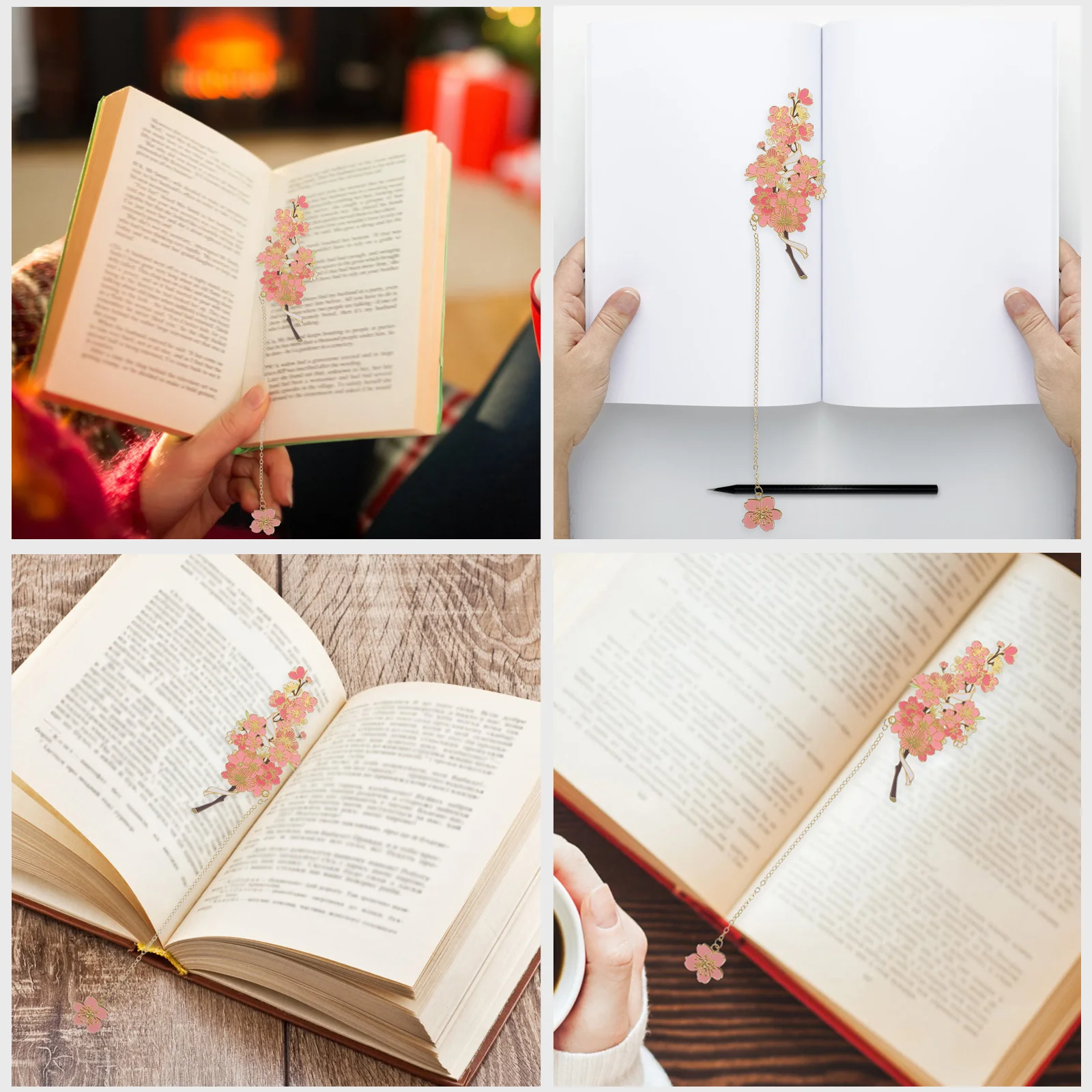 

Lavish Hollow Flower Bookmarks Portable Lightweight Metal Pendant Markers for Women Cute Decorative Reading Accessories Students