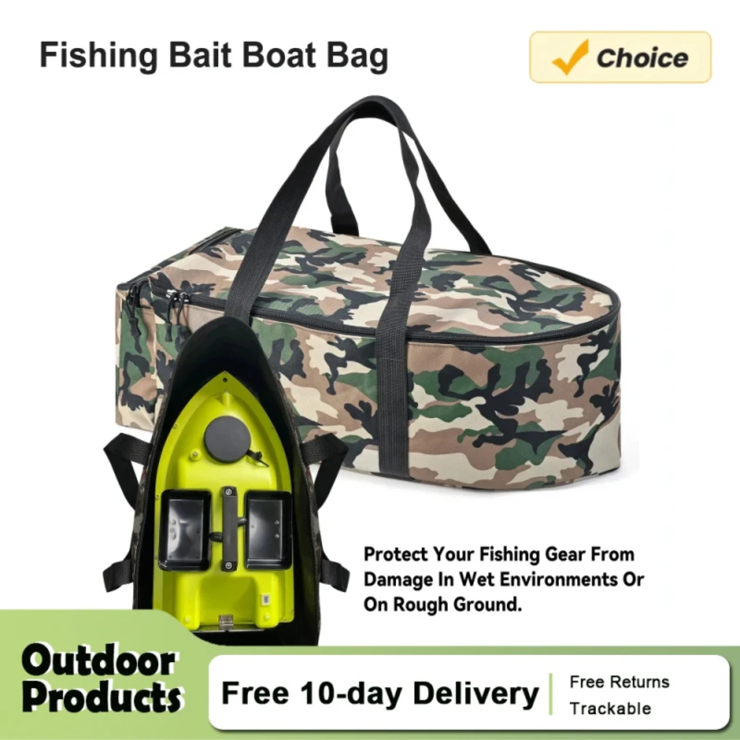 

Carry Bait Boat Water Repellent Fishing Boat Waterproof Tear-resistant Bait Boat 1000D Oxford