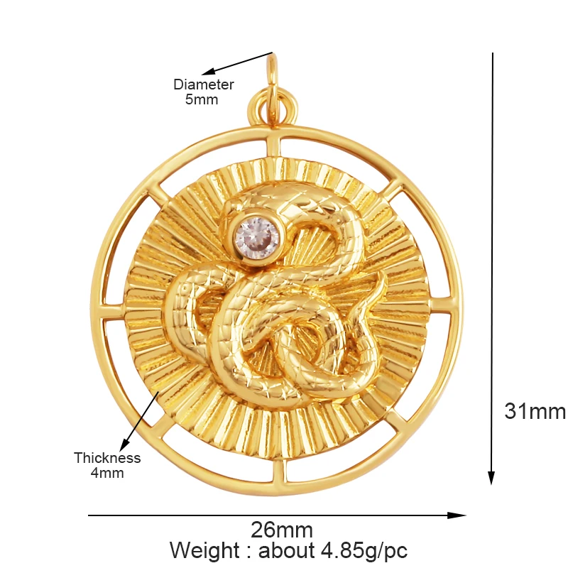 Seductive Snake Charms Pendant Earrings Necklace Bracelet Making Supplies,Colourful CZ Zircon Accessories Jewelry Findings L03