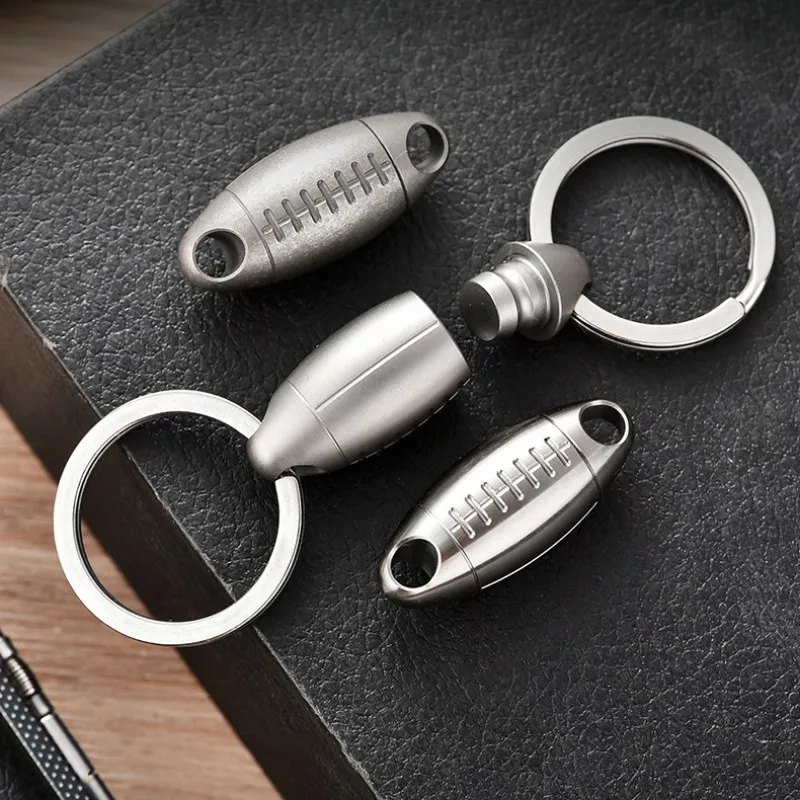 Titanium Alloy Quick Release Car Keychain Rugby Shape Waist Hanging Ring Outdoor EDC Tools Connect Accessories Key Holder