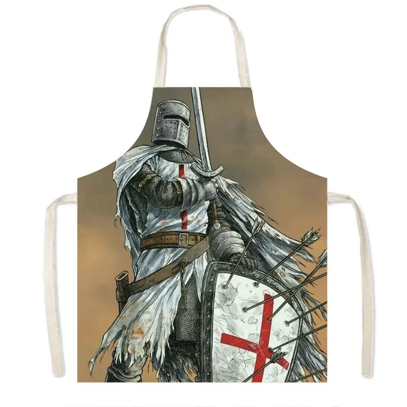 Armor of God Crusader Knights Templar Cooking Aprons Distressed Cross Linen Pinafore Home Cleaning Clothing Chef Kitchen Apron