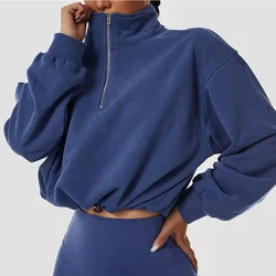 cotton Winter Outdoor High Collar Yoga Jacket Top Coat Running Women's Sports Jacket Half Zipper Women Sports Gym Long Sleeves