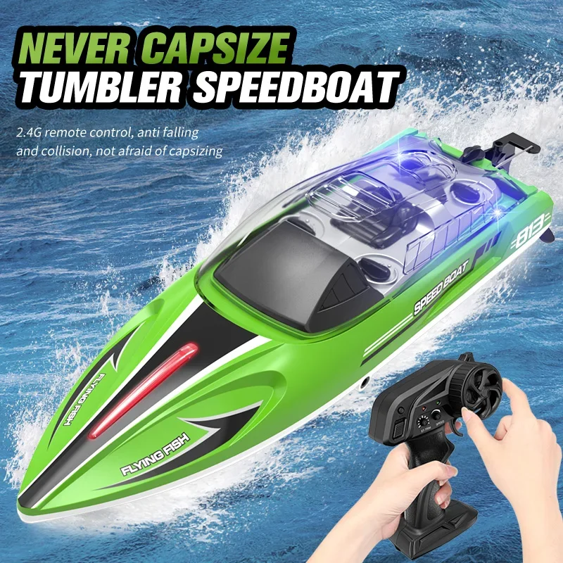 

RC Boat High-Speed RC Racing Ship 25KM/h Water Speed Boat Electric with Lights Never Capsize The Ship kids Ship Model Toys Gifts