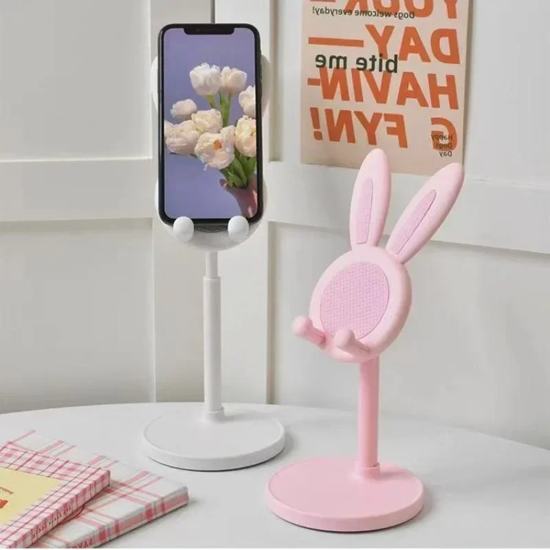 Cartoon Bunny Desktop Mobile Phone Holder Stand Smartphone Tablet Bracket Adjustable Telescopic Lifting Lazy Bracket  Posocket