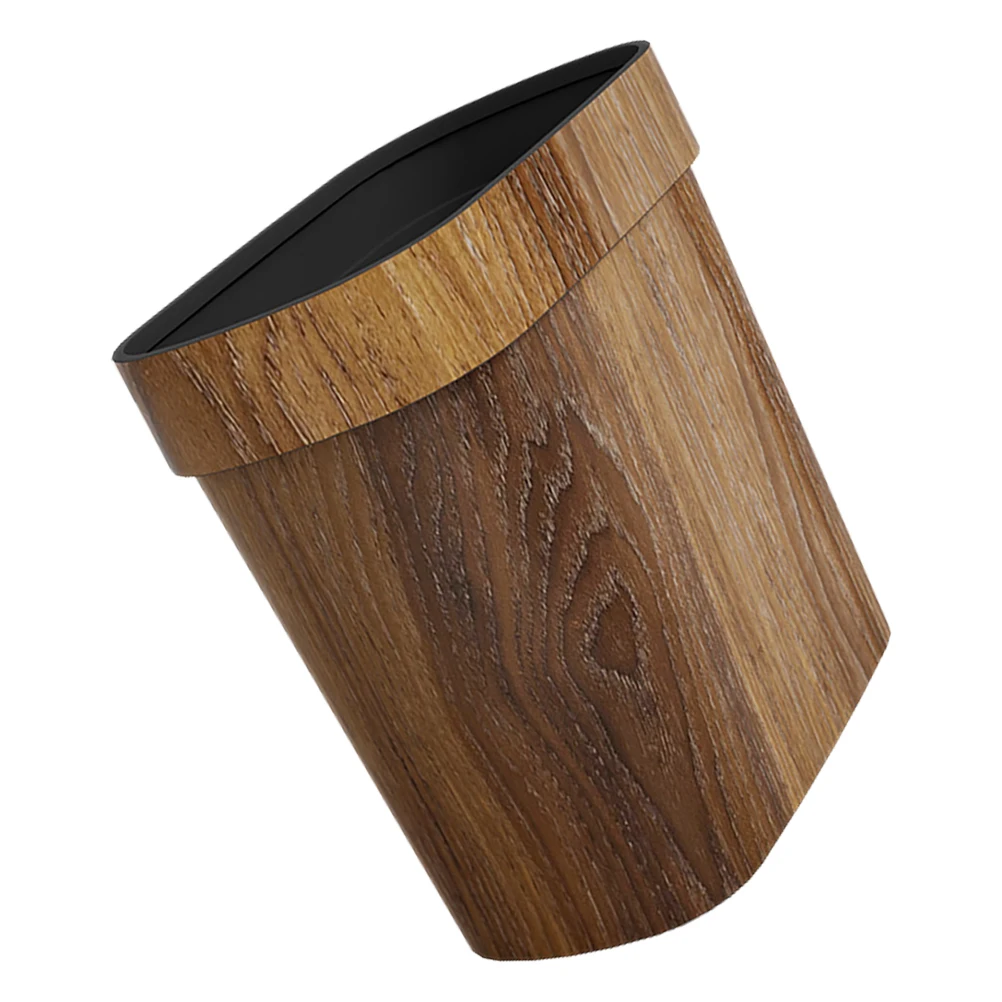 

s Slit Trash Can Retro Wood Grain Narrow Garbage Bathroom Living Room White PP Ample Capacity Household Waste