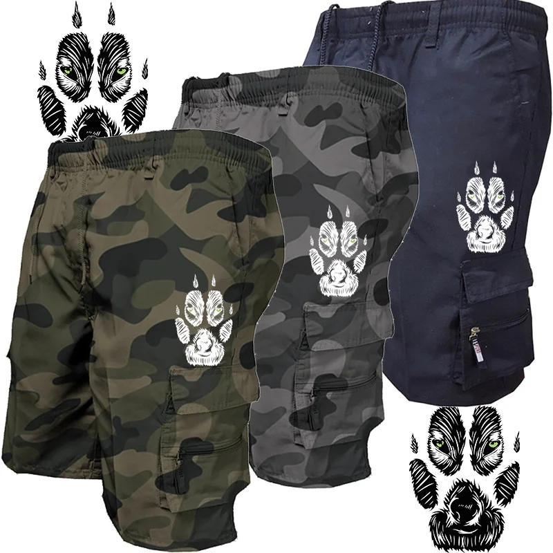 Men's Tactical Camouflage Capri Trousers Men's Cotton Polyester Drawstring Quick Dry Trousers Fashion Casual Shorts