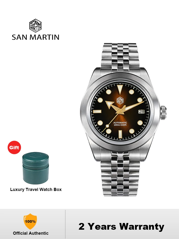 

San Martin Watch New 39mm Jubilee Bracelet NH35 Automatic Mechanical Watches for Men Sunray Enamel Dial Waterproof 10Bar SN0053