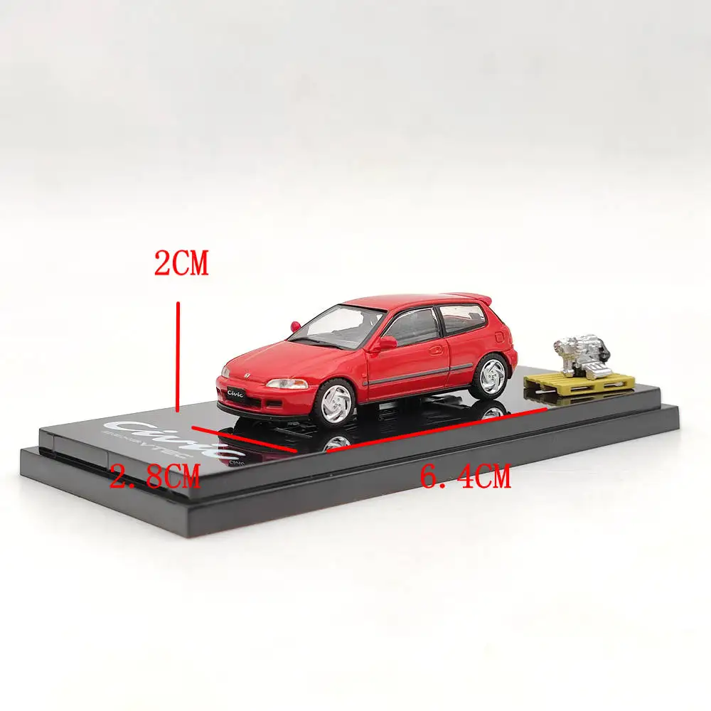 Hobby Japan 1:64 para Civic (EG6) con motor, modelo de pantalla rojo HJ641017GR, juguetes fundidos a presión, regalos de colección de coches