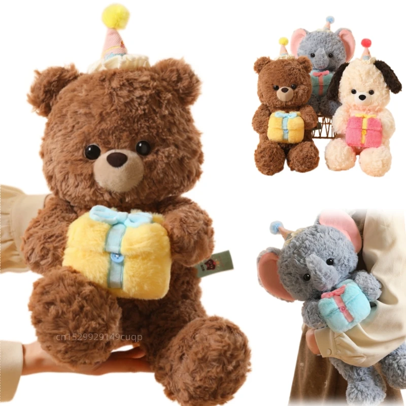50cm Fun Cute Gift Box Animal Plush Doll Pillow Elephant Dog Bear Stuffed Toy Home Decor Valentine's Day Gift Birthday Present