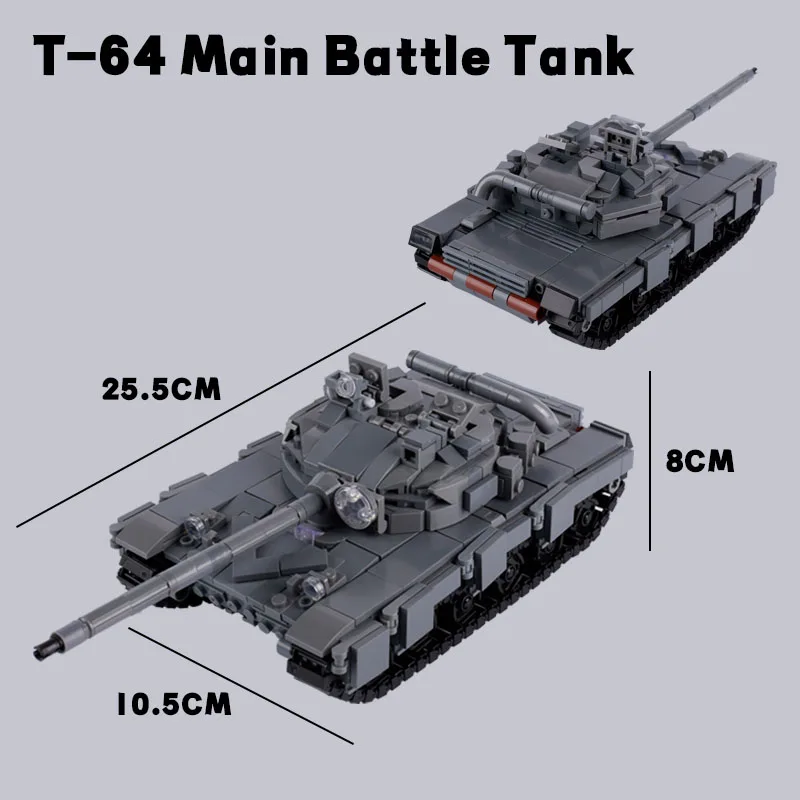 Ww2 Sovjet T-64A T90 Hoofdgevechtstankvoertuig Bouwstenen Legersoldaat Figuren Wapen Gepantserde Auto Bakstenen Speelgoed Voor Jongenskinderen