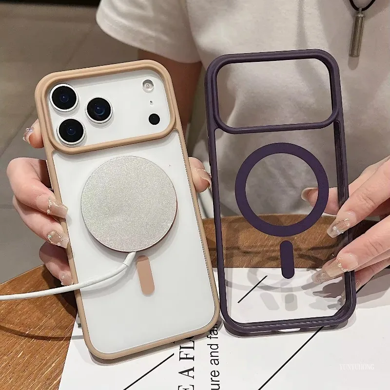 

Macaron Magnetic Case for IPhone 17 Air 16 15 14 Plus Pro Max Large Camera Hole Shockproof for MagSafe Cover for IPhone16 17E