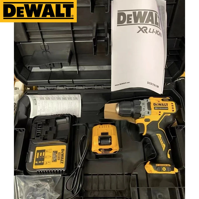 DEWALT DCD701 12V Cordless Drill Driver Kit Brushless Motor Electric Drill Screwdriver With 2.0Ah Lithium Battery Power Tools