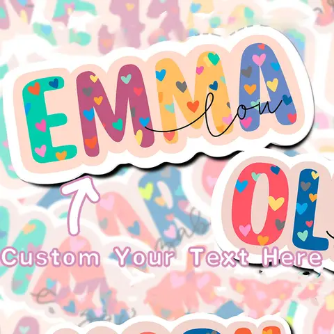 Pegatina Personalizada con Nombre en Forma de Corazón, Colorida, de Vinilo Impermeable, Recortada, con Texto Personalizado para Vasos, Laptops y Botellas de Agua