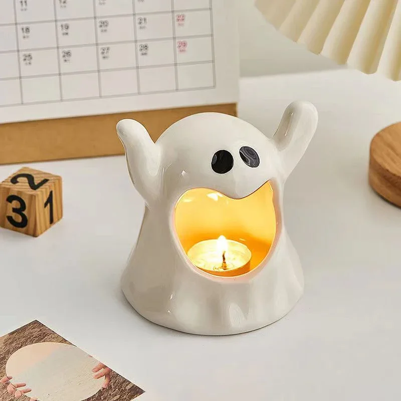 Halloween Table Centerpiece Ghost Candle Holder Candy Bowls Bat Ceramic Holders Tableware Decoration For Halloween Party Decor