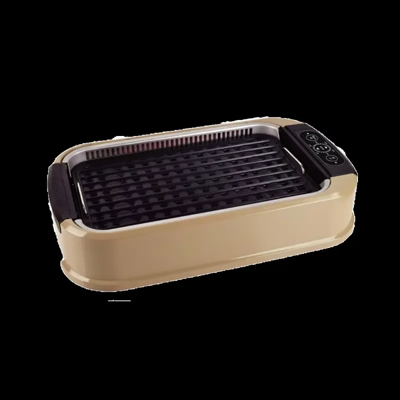 Electric smokeless carbon steel grill PTFE coated, indoor use, multi-function, adjustable height, digital control, household
