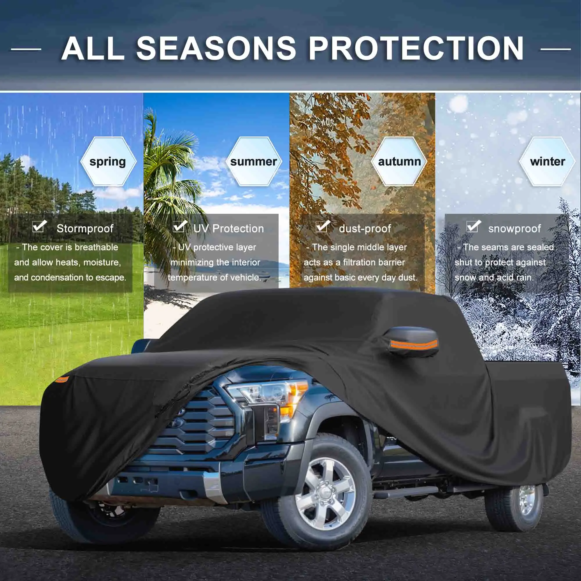 

UXCELL for Hyundai Santa Fe Aluminum Film Outdoor Full Car Cover All Weather Sun Rain Snow Protection with Driver Door Zipper