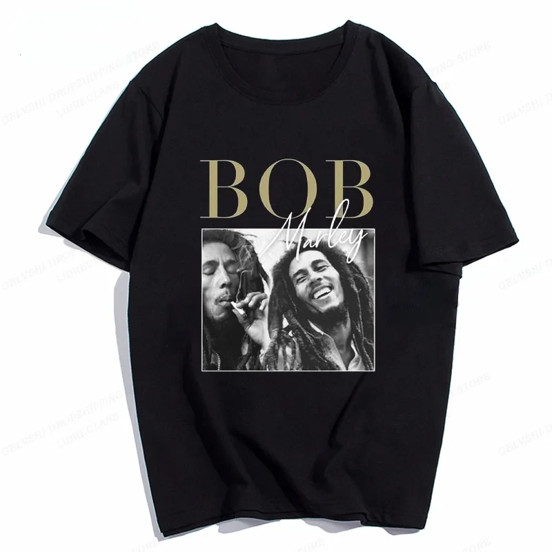 Rap Singer Bob Marley T-shirt Men\'s Fashion Cotton T-shirt Street Hip Hop Punk Top Women\'s Vintage T-shirt Solid Summer Clothing