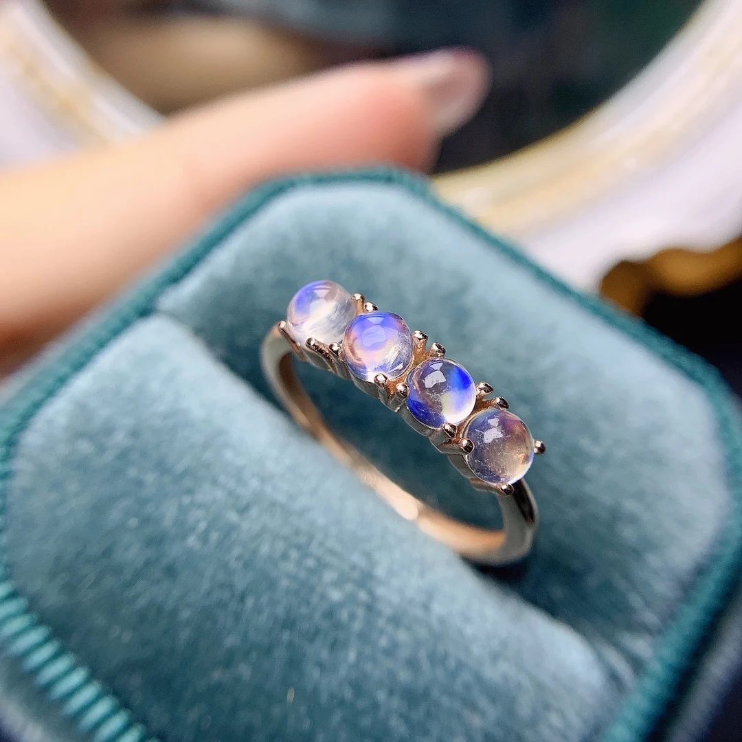 

Natural Moonstone Ring, 925 Silver Certified, 4x4mm gemstone, beautiful gift for girls, free shipping