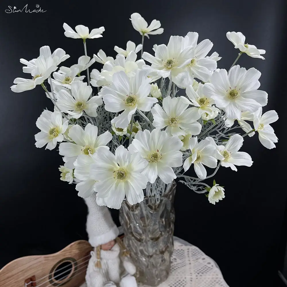 SunMade Nordic 6 Heads Galsang Silk Artificial Flowers Fall Decor Accessaries for Flower Arrangement Home Wedding Decoration