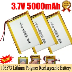 New 3.7V 5000mAh 105573 Li-Polymer Li-ion Rechargeable Battery for GPS PSP DVD PAD E-book Tablet Pc Power Bank Video Game 105573