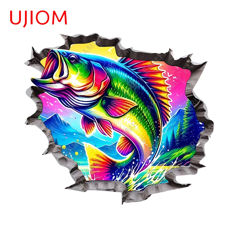 UJIOM Attraktive bunte lebendige Fische Wandaufkleber TearGraffiti Style Trunk Toolbox Aufkleber wasserdichte Raumdekoration Zubehör