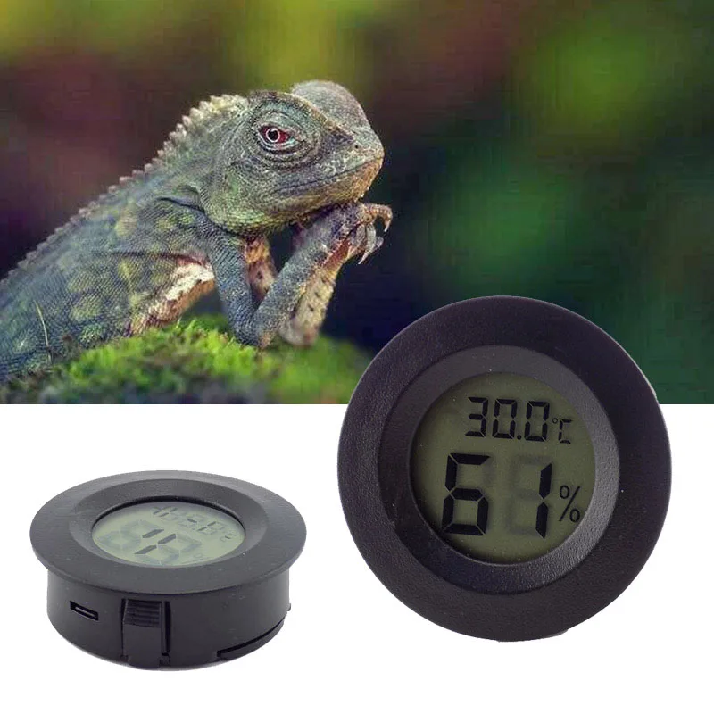 Mini Digital LCD Thermometer Hygrometer Aquarium Temperature Humidity Round Shape Reptile Meter Detector B4