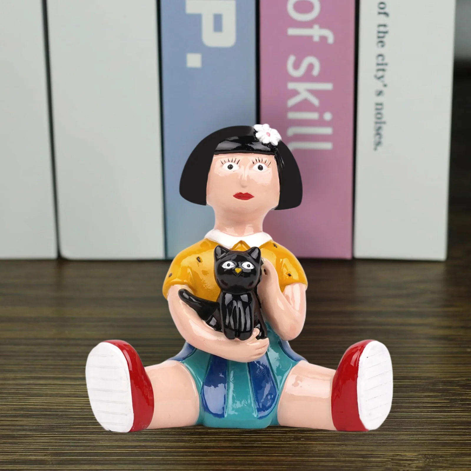 Original Design Cat Girl Cute Cartoon Resin Statue Creative Home Living Room Bedroom Decoration Gift