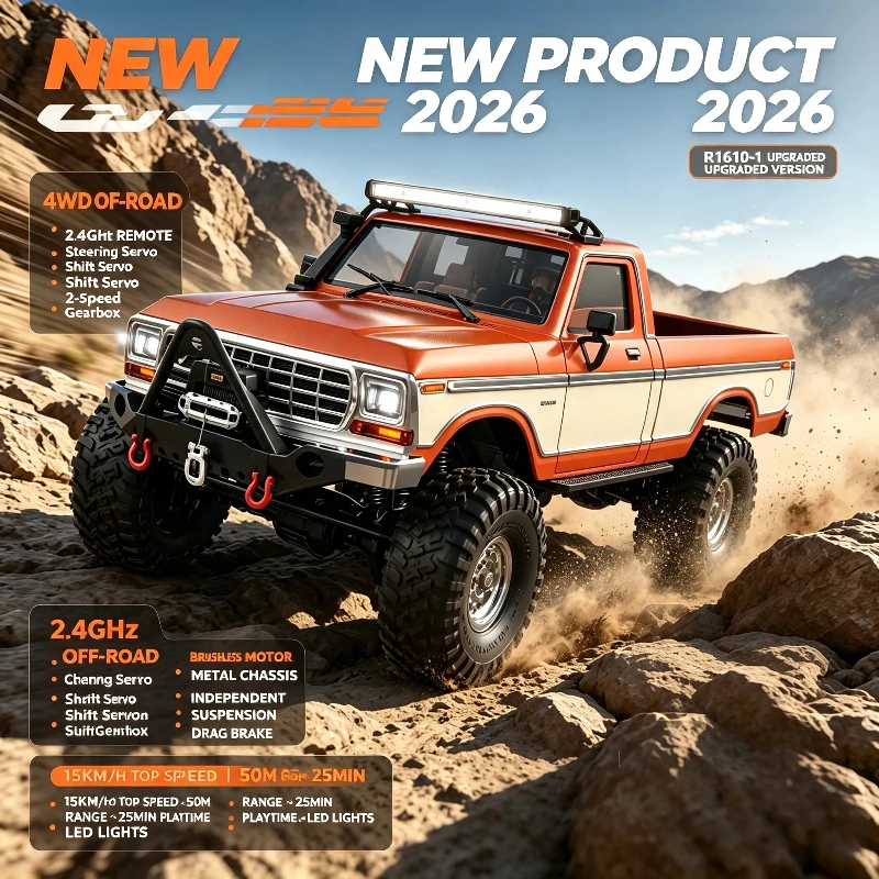 New R1610 Upgraded Remote Control Brushless Motor Pickup Truck Off-Road Climbing Full Proportion Four-Wheel Drive Electric Car