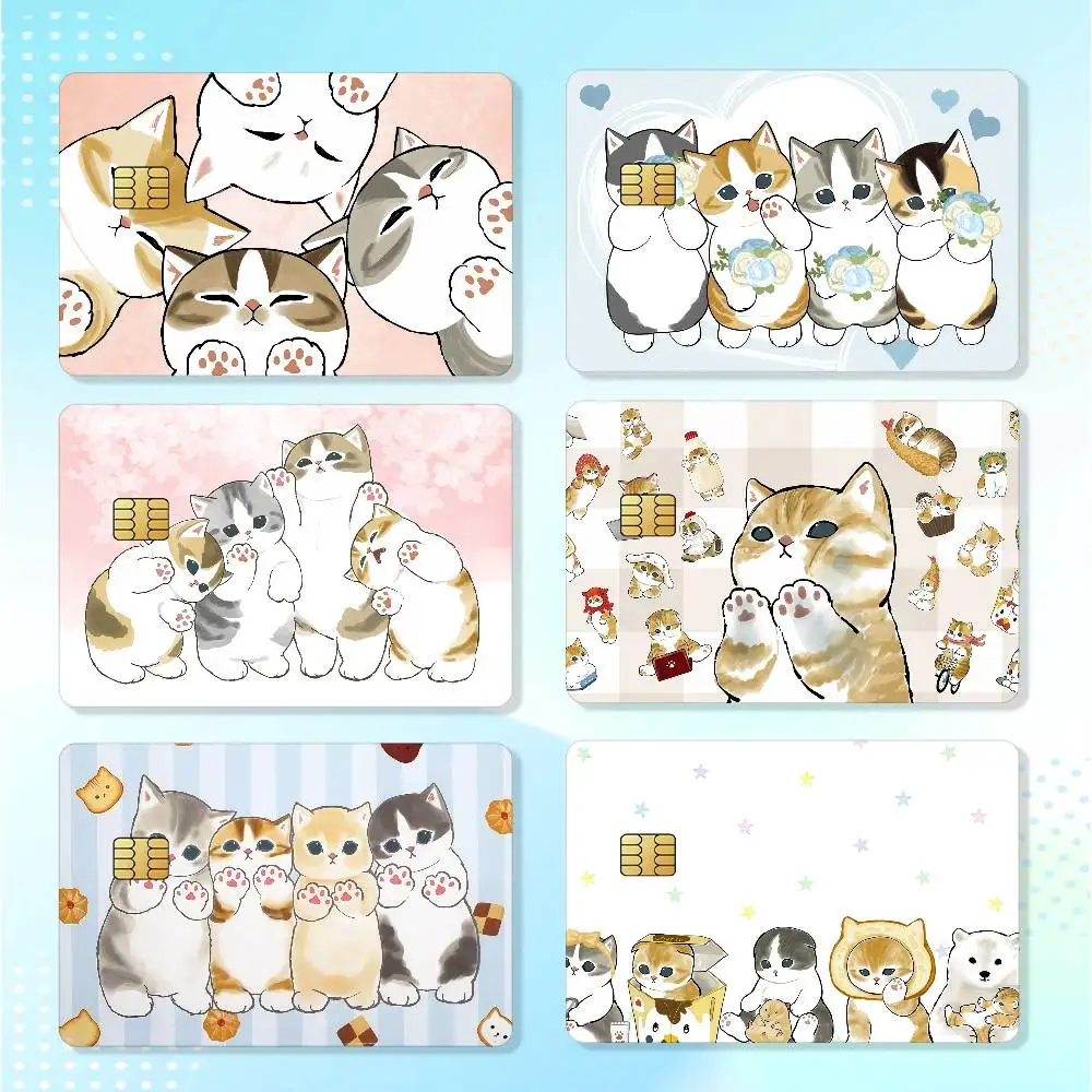 Cartoon M-Mofusand C-cat Cute Matte Card Stickers For Credit Cards Debit Cards And Transit Cards 4Pcs