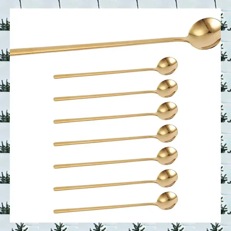 

ABLG 24PCS 6.7 Inches Coffee Spoons, Stirring Spoons, Tea Spoons Long Handle, Gold Teaspoons, Gold Spoons, Ice Tea Spoons