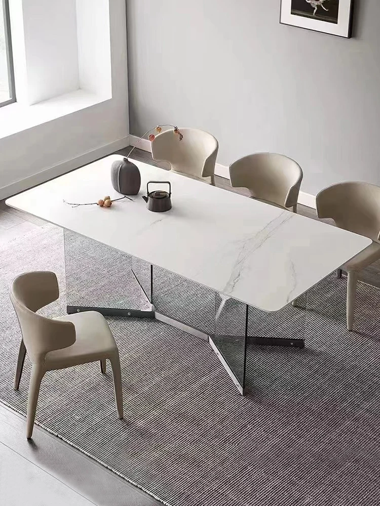 Bright slate dining table Fiona Fang dual-purpose luxury telescopic modern multifunctional table and chair combination